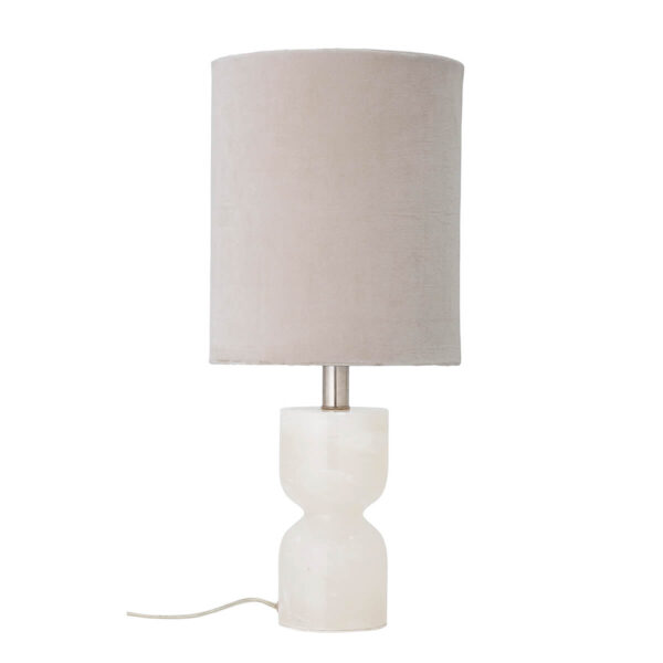 Fehér alabástrom asztali lámpa skandináv stílus, elegáns vászon búra