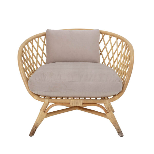 Rattan fotel ülőpárnával skandináv design