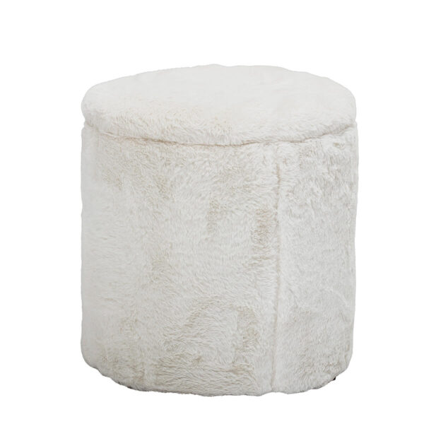 Szőrme puff tárolóval fehér színben skandináv lakberendezés webshop
