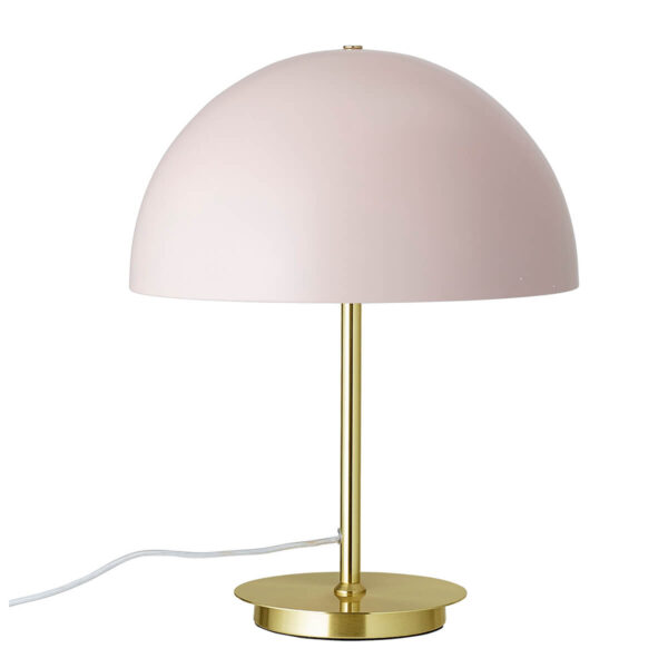 Arany színű asztali lámpa púderrózsaszín búrával skandináv art deco elegancia
