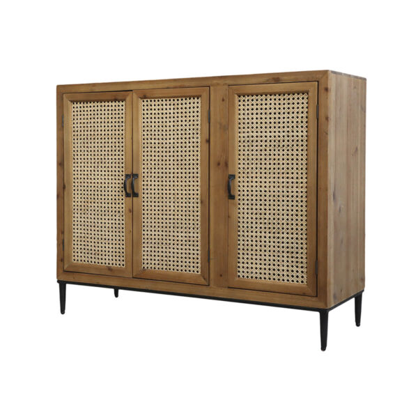 Fenyő komód rattan betéttel shabby chic hangulat