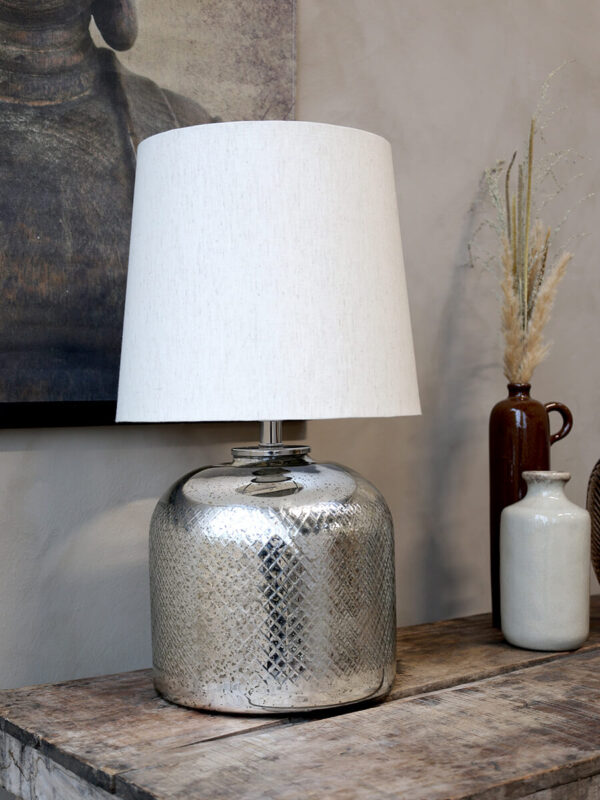 Ezüst színű higany üveg mercury glass asztali lámpa