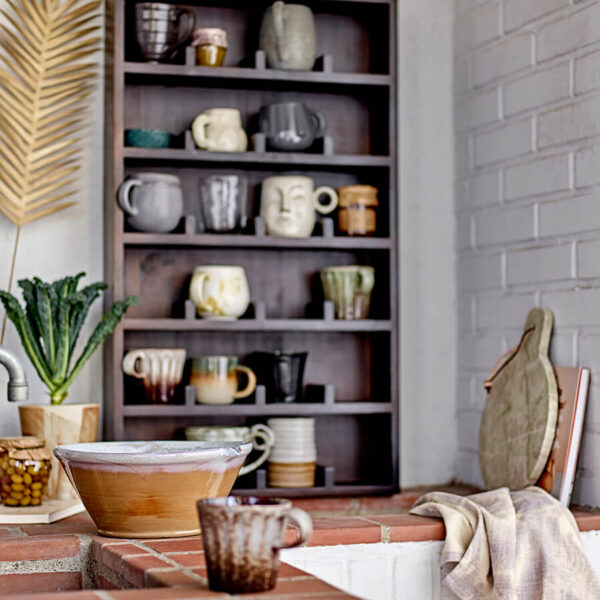 Fali polc fából sok rekesszel skandináv konyha