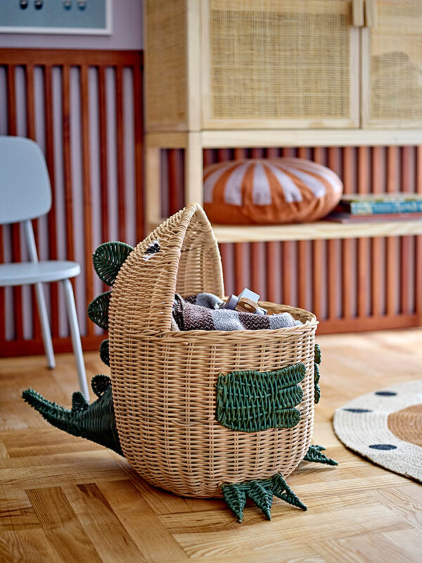 Gyerekszobai tárolás rattan tárolókosár skandináv stílusban