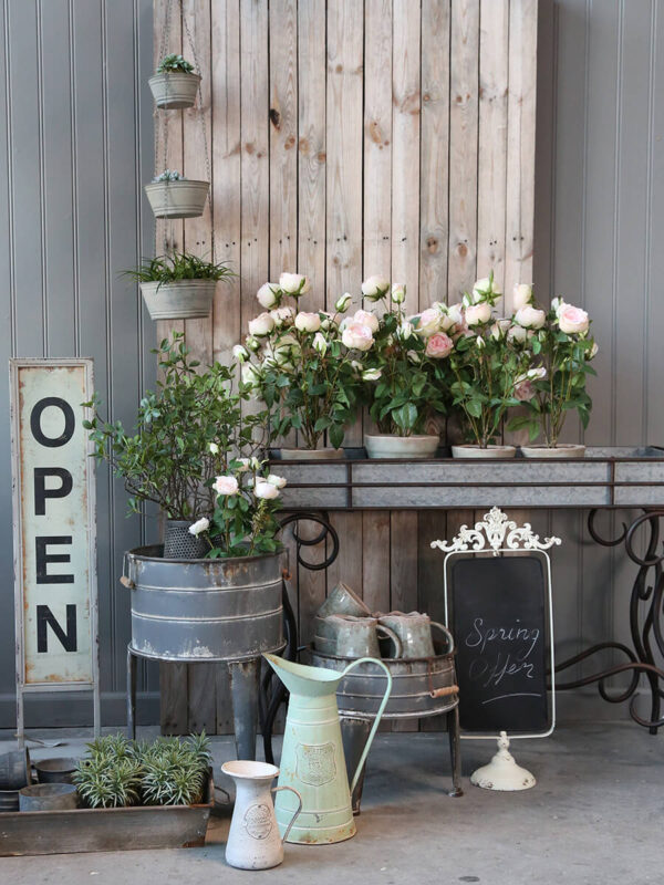 Shabby chic virágtartó állvány fém növénytartó