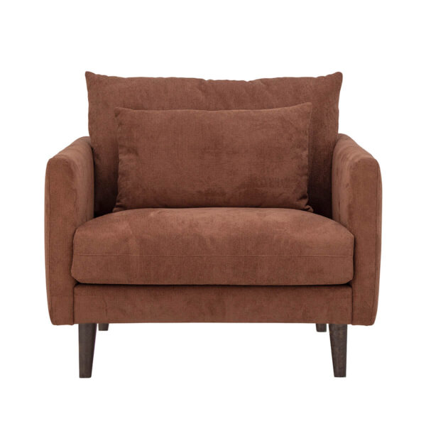 Barna fotel textil bevonattal modern skandináv kiegészítő