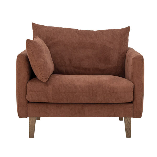 Barna fotel textil bevonattal modern skandináv kiegészítő