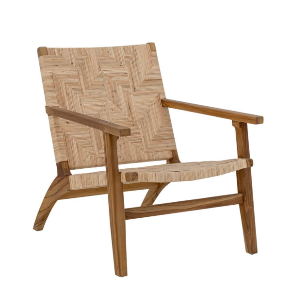 Rattan betétes tikfa fotel skandináv lakberendezés