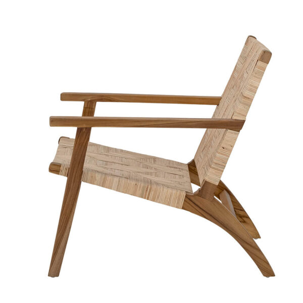 Rattan betétes tikfa fotel skandináv lakberendezés
