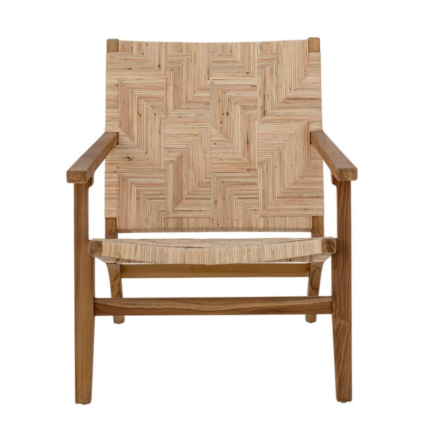 Rattan betétes tikfa fotel skandináv lakberendezés