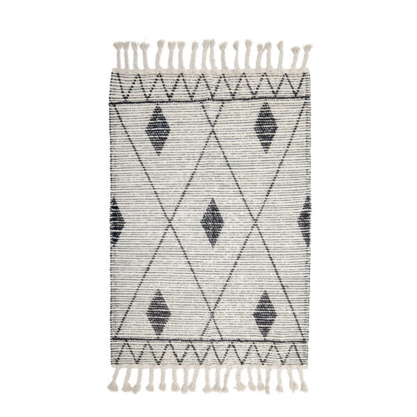 Pamut szőnyeg fekete-fehér mintával