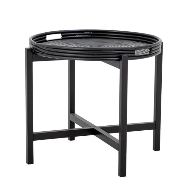 Rattan tálcás asztal fekete színben