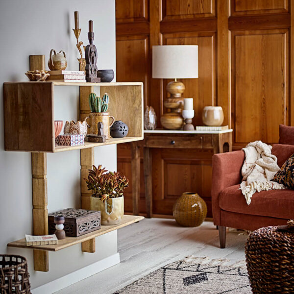 Fali polcos elem mangó fából