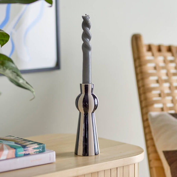 Fekete-fehér kerámia gyertyatartó