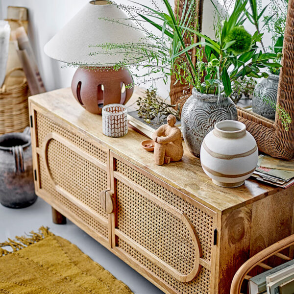 Mangófa TV-szekrény nádbetétes ajtókkal