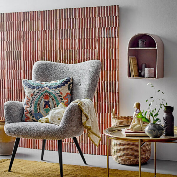 Szürke textil fotel skandináv stílusban