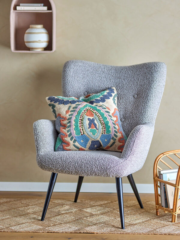 Szürke textil fotel skandináv stílusban