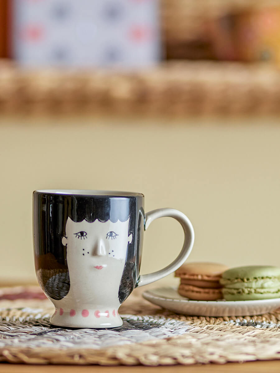 Carolin bögre, fekete, arc mintás - Image 2