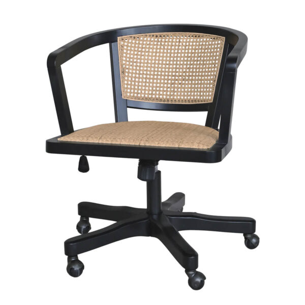 Fekete irodai szék rattan betéttel