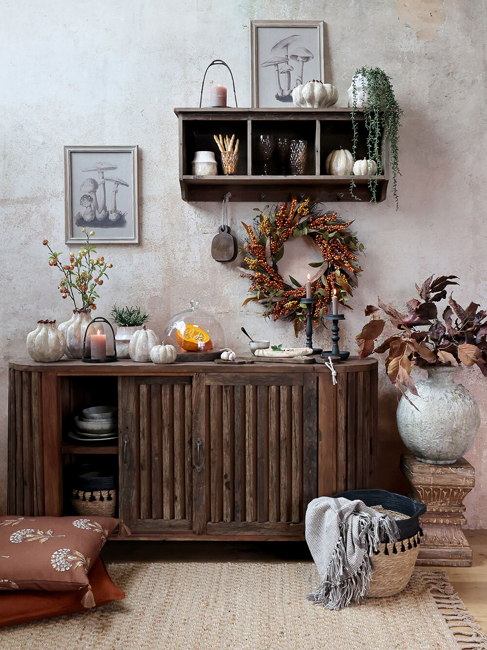 őszi dekoráció szárított virágokkal