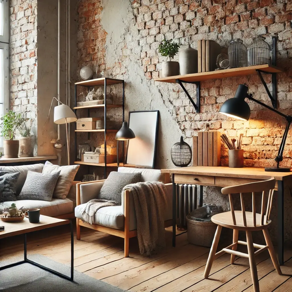 skandináv stílus kombinálva indusztriális stílussal