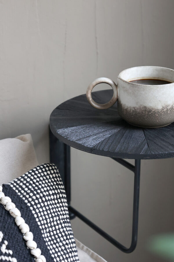 Kör alakú fekete fali polc 35 cm átmérővel Chic Antique