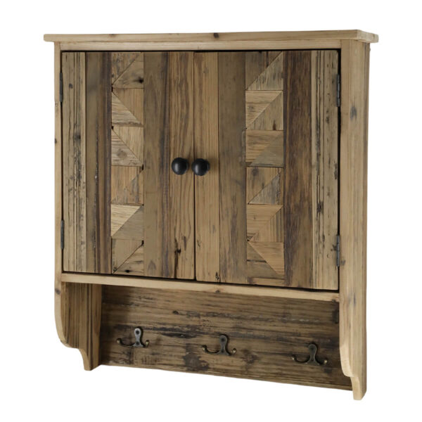 Fenyő fali polcos szekrény mintás ajtókkal Chic Antique