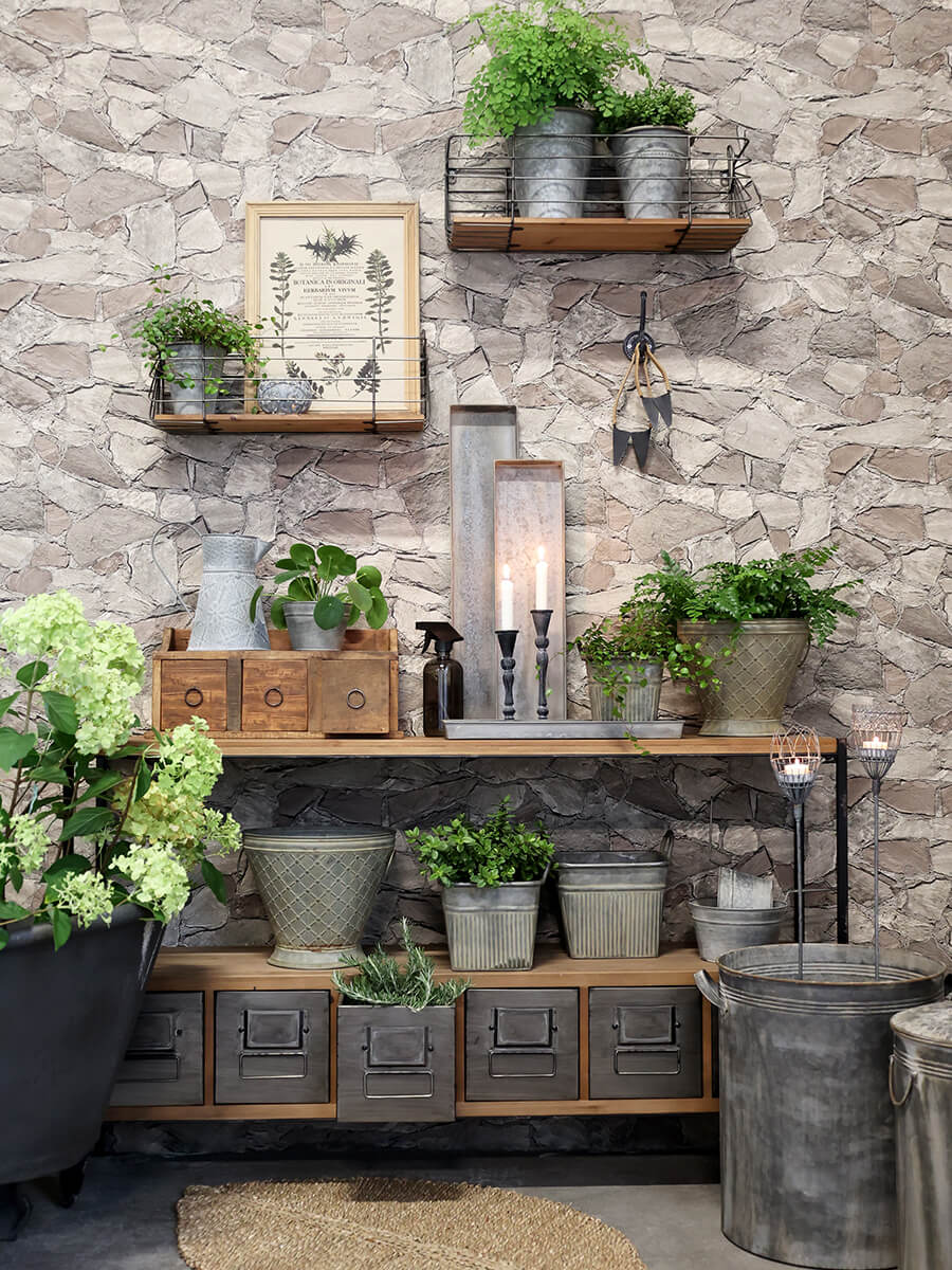 Fenyő konzolasztal 6 fém fiókkal Chic Antique