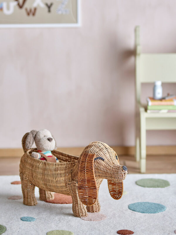 Rattan tárolókosár kutya forma Bloomingville