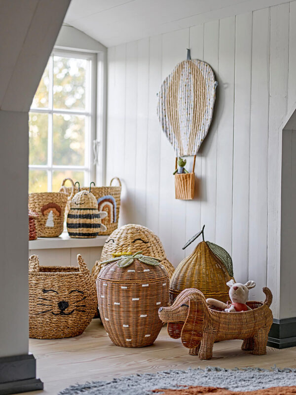 Rattan tárolókosár kutya forma Bloomingville
