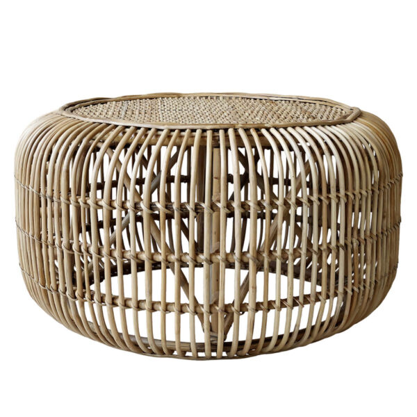 Rattan kerti asztal kör alakú dohányzóasztal Chic Antique