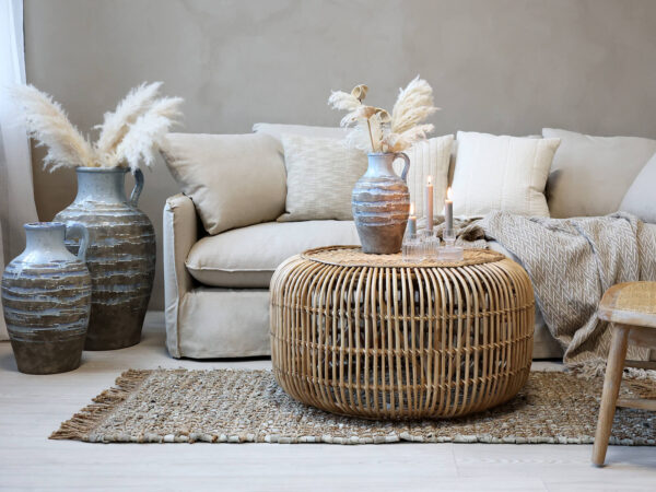 Rattan kerti asztal kör alakú dohányzóasztal Chic Antique