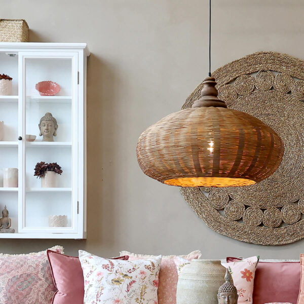 Rattan mennyezeti lámpa Chic Antique