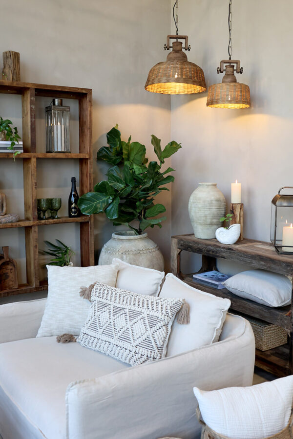 Rattan mennyezeti lámpa Chic Antique