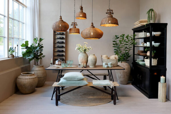 Rattan mennyezeti lámpa Chic Antique