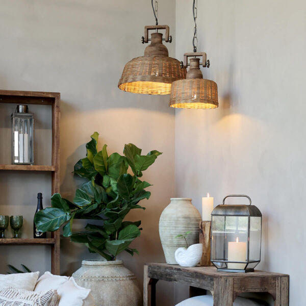Rattan mennyezeti lámpa Chic Antique