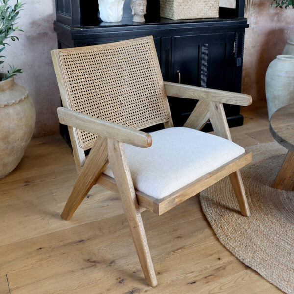 Tölgy fotel rattan háttámlával Chic Antique