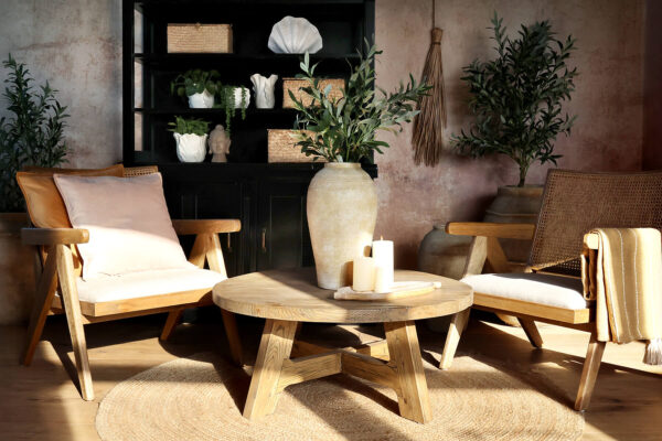 Tölgy fotel rattan háttámlával Chic Antique