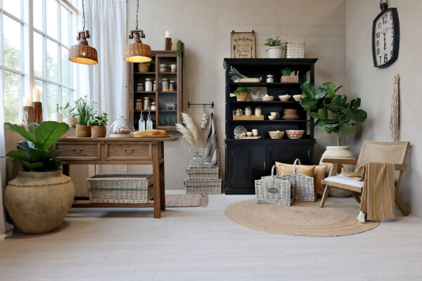 Tölgy fotel rattan háttámlával Chic Antique