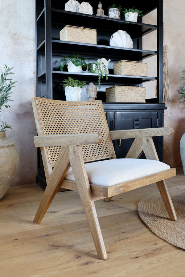 Tölgy fotel rattan háttámlával Chic Antique