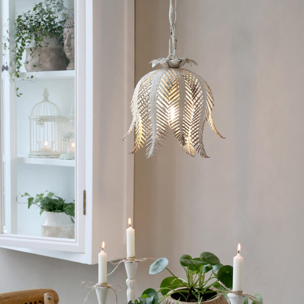 Vintage fehér levél formájú mennyezeti lámpa Chic Antique