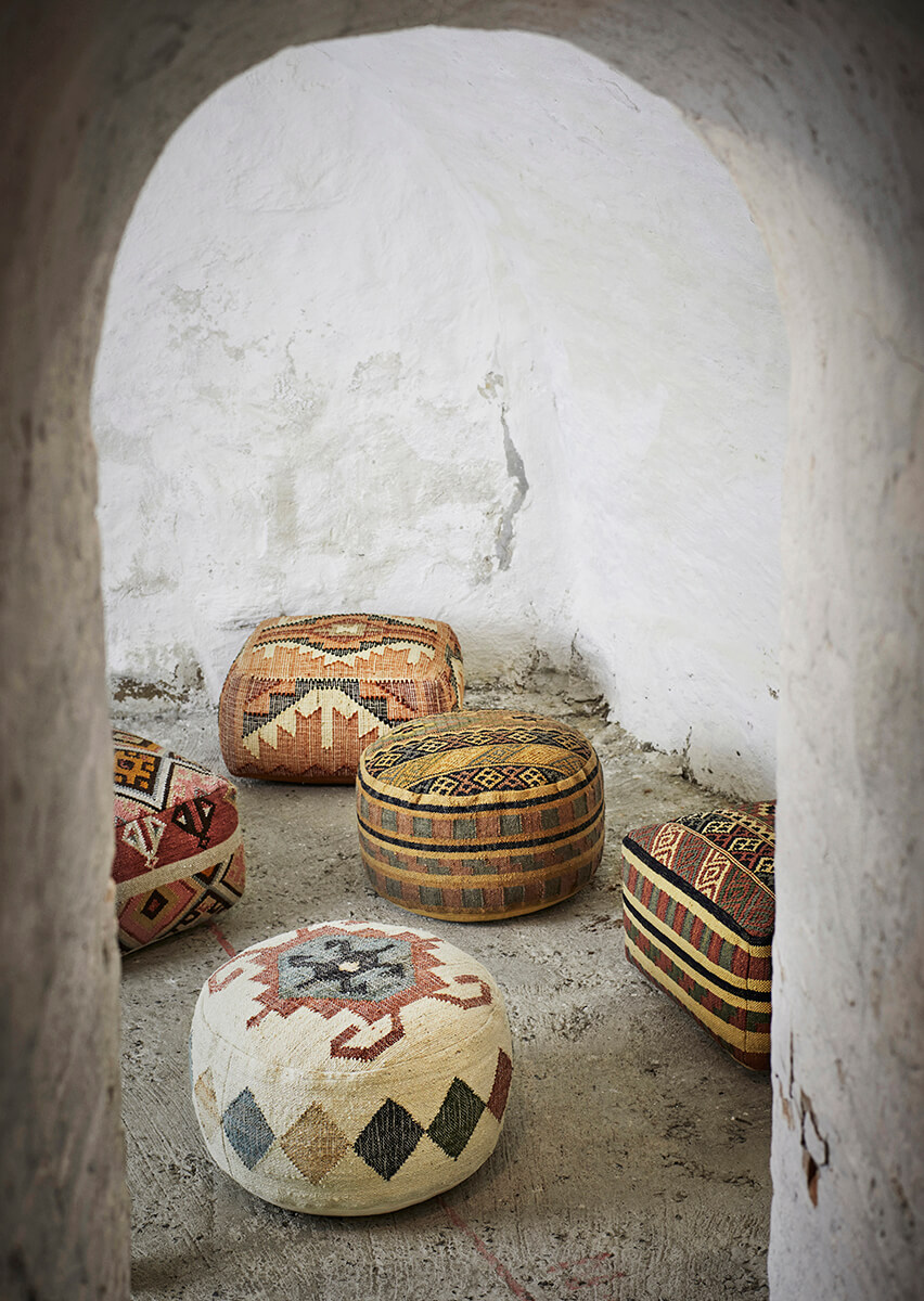 Kézi szövésű gyapjú puff - Image 4