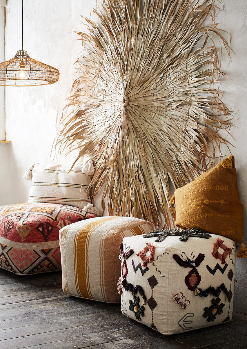 Kézi szövésű gyapjú puff - Image 5