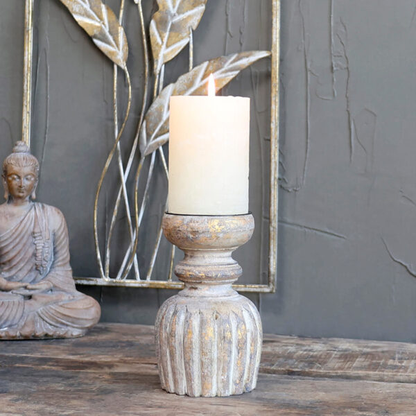 Gyertyatartó mangó fából tömbgyertyáknak