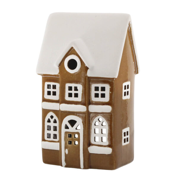 Kerámia mécsestartó ház - mokka