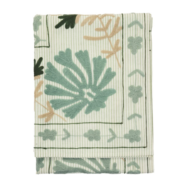 Suzani hímzett pamut takaró - akvazöld