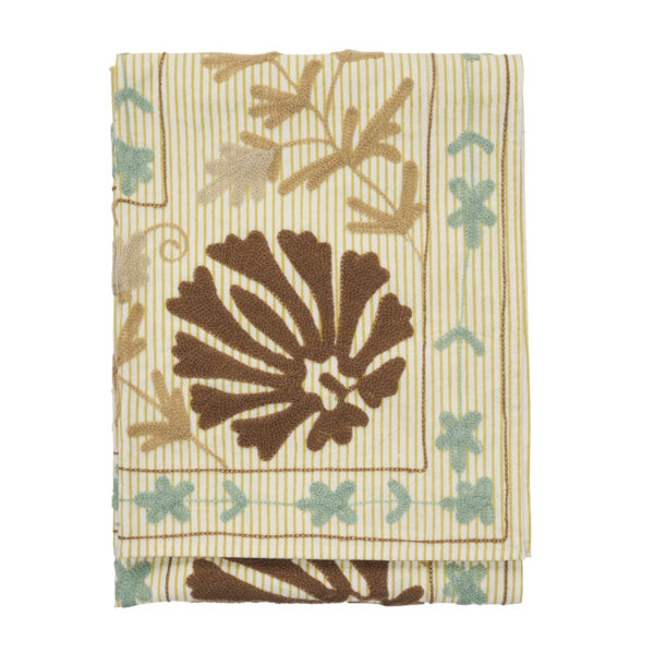 Suzani hímzett pamut takaró - mogyoróbarna