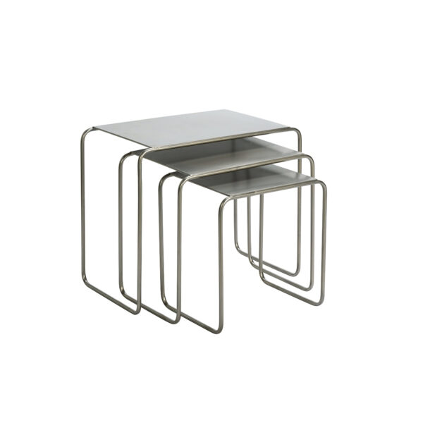 Egymásba illeszthető fém lerakóasztal szett - acélszürke