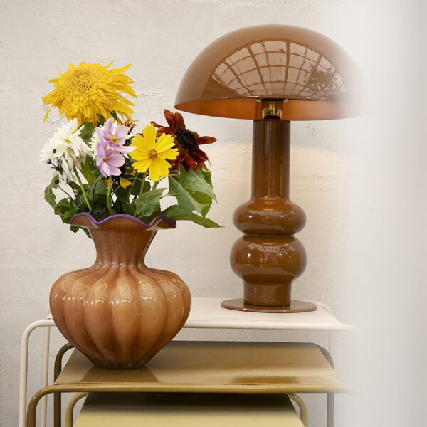 Zománcozott asztali lámpa - mandula színben