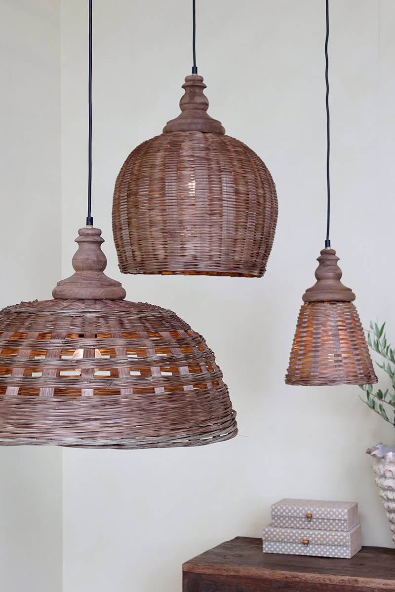 Fonott rattan mennyezeti lámpa